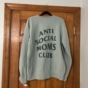 Hubs & Hers New Anti Social Moms Club Sage Green Crewneck Sweatshirt M/L